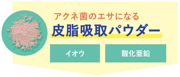 アクネ菌のエサになる皮脂吸収パウダー　イオウ　酸化亜鉛